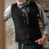 Aidase Vintage Waistcoats Mens Sleeveless V Neck Single Breasted Vest Jacket For Men Spring Fashion Patchs Pockets Design Vest Coat Man aidase-shop