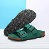 40.85Aidase New Summer Beach Vacation Cork Slippers Casual Double Buckle Non-slip Clogs Slides Man Women Slip on  Soft Sole Flats Shoes aidase-shop