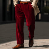 Aidase  Autumn Winter Men Velvet Suit Pants Leisure Oblique Insertion Pocket Straight Trousers Comfortable Business Vacation Casual Pant