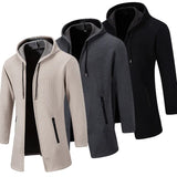 Aidase mens outfits Autumn Winter Mens Hooded Coat Brand New Solid Color Warm Thick Casual Windbreaker Jacket Fashion Mens Cardigan