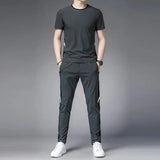 Aidase Men's Top Pants Sets Fashion Sports Suits Kpop Sweatpants Xl Clothing Cool No Logo Man T Shirt Polyester Slim Fit Chic Tracksuit