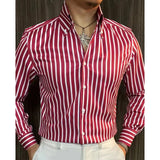 Aidase Luxury Men Striped Contrast Color Shirt Spring Men Long Sleeve Slim Shirt Social Party Dress Shirt Men Clothing Camisa aidase-shop