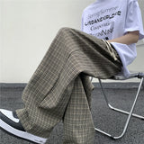 Aidase Summer/Autumn Plaid Pants Men Loose Casual Straight Trousers for Male/Female Harajuku Hip-hop Streetwear Wide-leg Mopping Pants aidase-shop