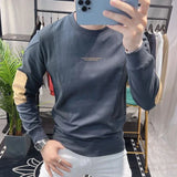 Aidase Slim Fit Black Hoodieless Sweatshirt for Men Round Neck Pullover White Male Clothes Crewneck Emo High Quality S Luxury Cheap Top aidase-shop