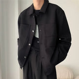 Aidase Korean Style Men's Jackets Pockets Turn-down Collar Single Breasted Solid Color Male Coats New Autumn Fashion aidase-shop