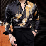 Aidase Flower Versatile Hot Diamond Color Contrast Shirt Camisas De Hombre New High Quality Luxury Rhinestones Shirt For Men Trend aidase-shop