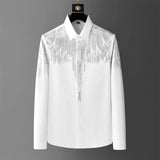 Aidase Luxury Wing Rhinestone Men's Shirt 2024 Spring Long Sleeve Casual Shirts Banquet Party Stage Shirt Vintage Streetwear Blouse 5XL