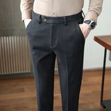 Autumn/Winter New Gray Woolen Pants Men Fashion Casual Sanded Trousers Size 28-36 Slim Suit Pantalon for Men aidase-shop