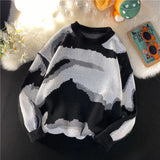 Aidase Tie Dye Round Neck Sweater Men's Autumn and Winter Korean Style Trendy Loose Knit Pullover Sweater aidase-shop