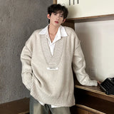 Aidase Versatile Men's Wear Pullovers New Chic V-neck Sweater Trend Korean Style Male Top 2024 Autumn Winter Oversize 9C3683 aidase-shop