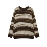 Aidase Aesthetic Knit Sweater Male Brown Men's Clothing Striped Pullovers Hippie A Wool Meme Loose Fit Overfit Classic Y2k Streetwear V