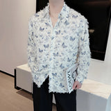 Aidase Summer Shirt New Butterfly Long Sleeve Shirt Tassel Casual Turn-down Collar Fashion Male Clothing 2024 Trendy aidase-shop