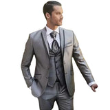 Aidase Elegant Men's Suits Grey Balzer Costume Homme Notch Lapel Single Breasted Skinny Terno Wedding 3 Piece Jacket Pants Vest aidase-shop