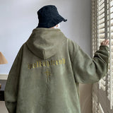 Men's Streetwear Vintage Embroidered Suede Hooded Sweatshirt High Quality Hoodie Fashion Hip hop Unisex Pullover Y2k Clothe aidase-shop