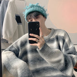 Aidase Autumn Clothing Men's Knitted Light Luxury Pullovers Sweater Korean Vintage O Neck Striped Long Sleeve Knitwear New aidase-shop