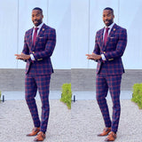 Aidase Classic Purple Plaid Men Tuxedos Vintage One Button Slim Fit Blazer Suits England Style Gentlemen Smart Casual Check Pants Set aidase-shop