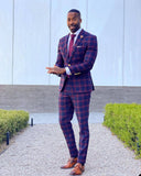 Aidase Classic Purple Plaid Men Tuxedos Vintage One Button Slim Fit Blazer Suits England Style Gentlemen Smart Casual Check Pants Set aidase-shop