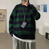 47.74Aidase Striped Knitted Sweater Men Women Vintage Tate Langdon Loose Sweaters Harajuku Green Warm Autumn Jumper Pullover Unisex Casual aidase-shop