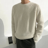 Aidase Men Autumn Winter Korean Style Loose Round Neck Knitted Sweater Gender-Neutral Trendy Casual Solid Color Simple Sweater Unisex aidase-shop