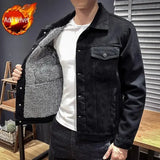 Aidase Male Jean Coats with Sheep Padding Men's Denim Jacket Wide Sleeves Black Padded Wool Warm Winter Outerwear Aesthetic Clothing  aidase-shop