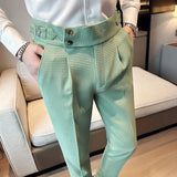 Aidase High Waisted Suit Pants for Men 2024 New Solid Color Formal Pantalones Hombre Casual Slim Fit Dress Pants Trousers Men Clothing aidase-shop