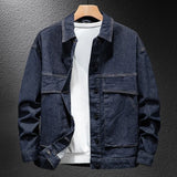 Aidase mens outfits Male Jean Coats Cargo Biker Men's Denim Jacket Motorcycle Autumn Washed Fashion Low Price Korean Style High Quality Large Size