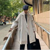 Aidase Autumn Winter Mid-length Windbreaker Men's Hong Kong Style Loose Large Size Over-the-knee Coat Korean Style Trendy Handsome Coat aidase-shop