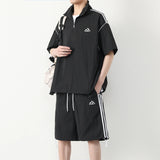 Aidase 2024 New Summer Men's Set Loose Casual Sports Suit Pullover T-shirt and Shorts Two Piece Set Fashion Short Sleeve Tracksuit aidase-shop