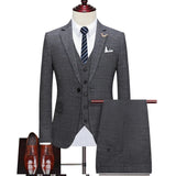 Aidase Jacket Vest Pants New Fashion Boutique Plaid Casual Office Business Men Suit Groom Wedding Dress Tuxedo 3 Pcs Blazers Set aidase-shop