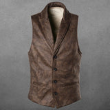 29.58Aidase Retro Suede Vest Men Vintage Style Slim Fit Autumn Winter Mens Sleeveless Jacket V Neck Warm Waistcoat aidase-shop