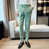 Aidase High Waisted Suit Pants for Men 2024 New Solid Color Formal Pantalones Hombre Casual Slim Fit Dress Pants Trousers Men Clothing aidase-shop