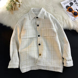 Aidase Fashion Plaid Jacket Basic Casual Men Women Coat Button Cardigan Jacket Large Size Unisex Jackets aidase-shop