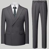 Aidase  Fashion New Men's Casual Boutique Double Breasted Suit Trousers / Man's Business Suit Jacket Blazers Coat Pants 2 Pcs Set aidase-shop