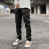 Aidase Streetwear Kanye Slim Fit Feet Coated Black Jeans Pants for Men Pocket Brushed Wax Tapered Pants Man Casual Cargo Jeans Y2k aidase-shop