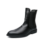 Chelsea Boots Men Boots PU Black Classic Fashion Business Casual Street Personality High Top Slip-On Elegant Short Boots CP030 aidase-shop