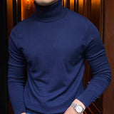 Aidase Burgundy British Turtleneck Woolen Sweater Men's High Quality Knitted Long Sleeve Herren Pullover Winter Knitted Sweater aidase-shop