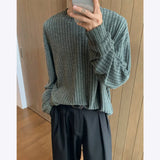 Aidase Autumn Long Sleeved T-shirt Men Oversized Fashion Casual Striped T Shirt Men Streetwear Korean Loose Round Neck Tshirt Mens Top aidase-shop