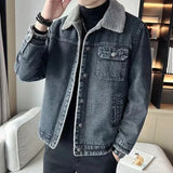 Aidase Coat for Men Plus Size Padded Warm Sherpa Winter 2024 Denim Jackets Man Gray Joker Low Price Worn of Fabric Casual Trendy aidase-shop