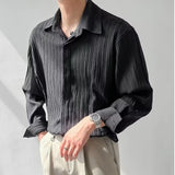 Aidase Black Apricot White Long-sleeved Shirt Men Fashion Social Mens Dress Shirt Korean Loose Casual Pleated Shirts Mens Formal Shirt aidase-shop