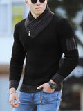 Aidase 2024 New Pullover American Men's Scarf Collar Sweater Knitted Sweater Long Sleeved Knitwear Men Women Spliced Sweater Jacket aidase-shop