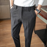 Autumn/Winter New Gray Woolen Pants Men Fashion Casual Sanded Trousers Size 28-36 Slim Suit Pantalon for Men aidase-shop