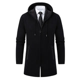 46.84Aidase Autumn Winter Mens Hooded Coat Brand New Solid Color Warm Thick Casual Windbreaker Jacket Fashion Mens Cardigan aidase-shop