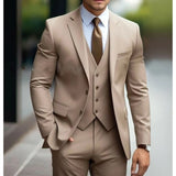 Aidase Khaki Men's Suits Formal Outfits Elegant Blazer Single Breasted Notch Lapel Formal 3 Piece Jacket Pants Vest Slim Fit Costume aidase-shop