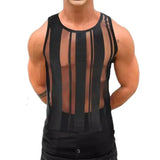 Aidase Sexy See Through Mesh Tank Tops Men Party Wear Slim Elastic Hollow Out Breathable Vest Men 2024 Summer Fashion O Neck Camisoles aidase-shop