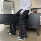 Aidase Autumn Corduroy Pants Men Casual Plaid Straight Pant Male Hip Hop Male Loose Trousers for Man