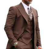 Aidase Classy Brown Men Suits Wedding Tuxedos For Bridegroom Wear Formal Blazer Custom Three-Piece Jacket+Pants+Vest Trajes De Hombre aidase-shop