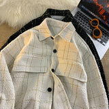 Aidase Fashion Plaid Jacket Basic Casual Men Women Coat Button Cardigan Jacket Large Size Unisex Jackets aidase-shop