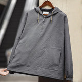 Aidase Men Casual Jacket Hooded Hoodies Spring and Autumn Pullover Hooded Jacket Solid Color Gray Clothing for Men Loose Comfort aidase-shop