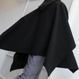 Aidase Men Dark Style Mid-Length Casual Hooded Cape Autumn And Winter Genderless Fashion Retro Loose Solid Color Shawl Cape Unisex aidase-shop