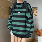 Aidase Winter Knitted Sweater Men Striped Sweaters O-Neck Pullover Male Harajuku Oversized Sweaters Women Couple Hop Jumper 2024 aidase-shop